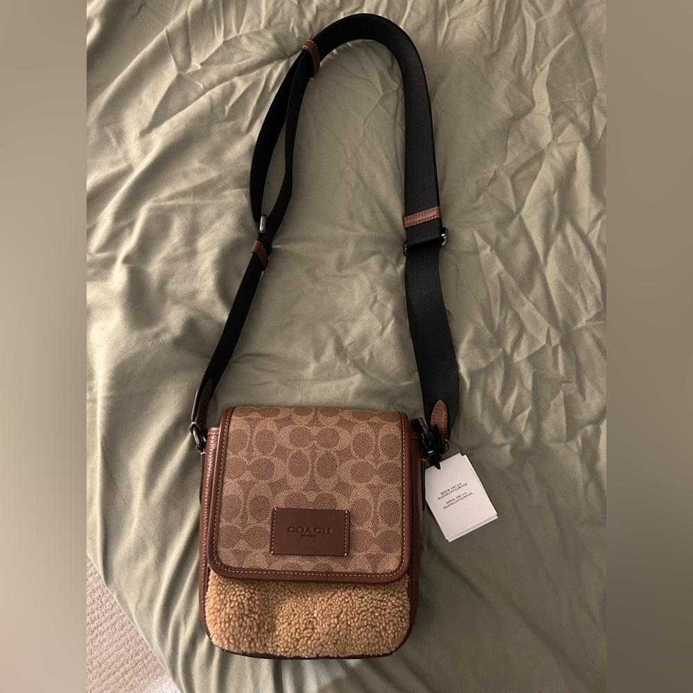 Coach Tan and Brown Signature Crossbody Bag